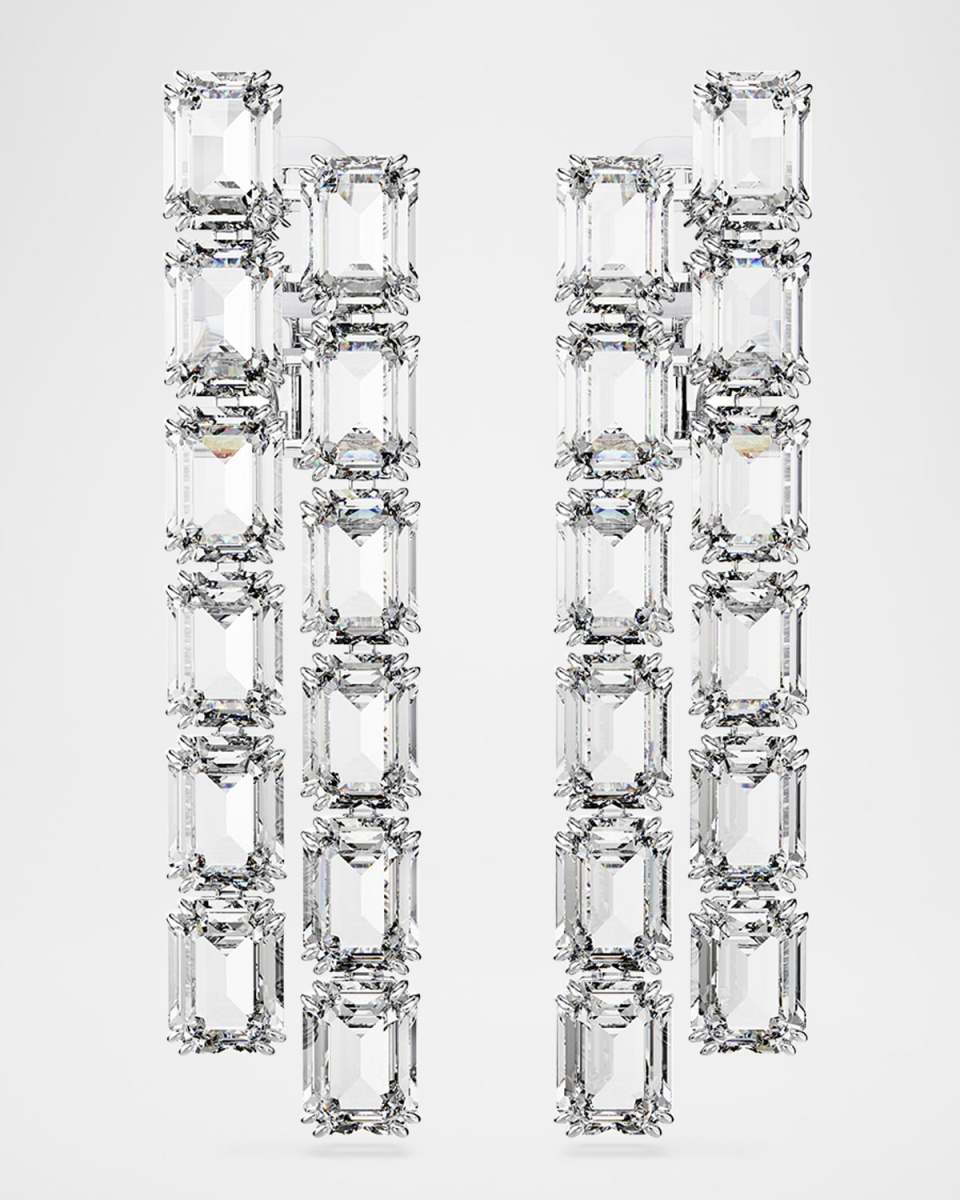 Millenia Rhodium-Plated Octagon-Cut Crystal Earrings